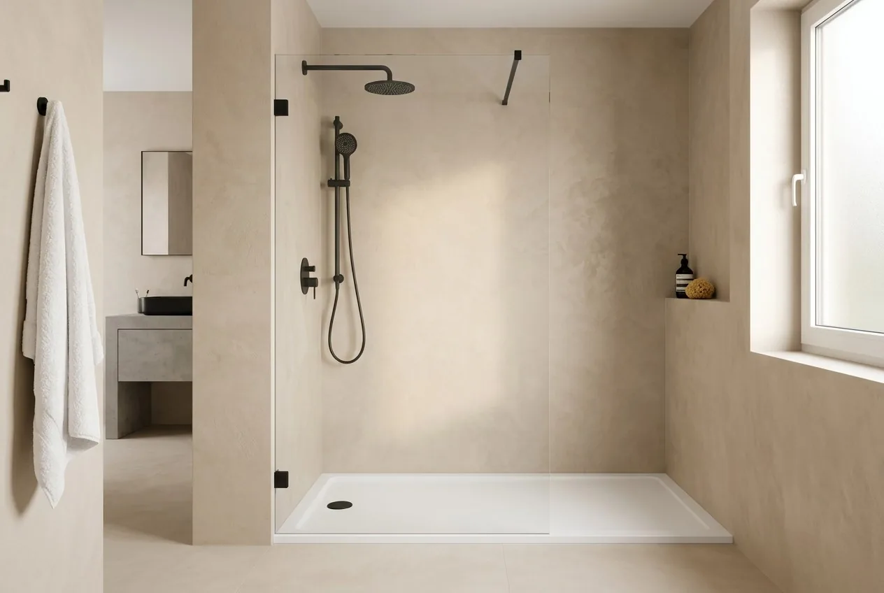 Receptáculo para ducha Carrara instalado en obra