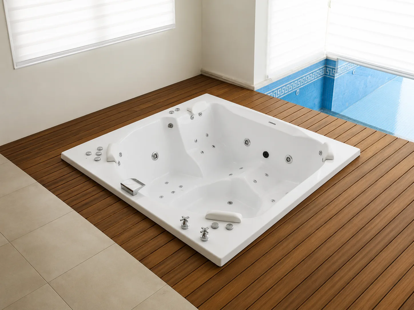 Spa Tango 195 de hidromasaje Carrara instalado junto a la pileta